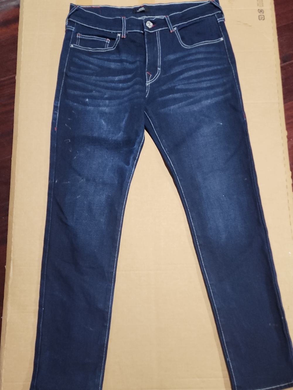 True Religion Rocco Relaxed Skinny Jeans Dark Wash Blue Denim Mens 34